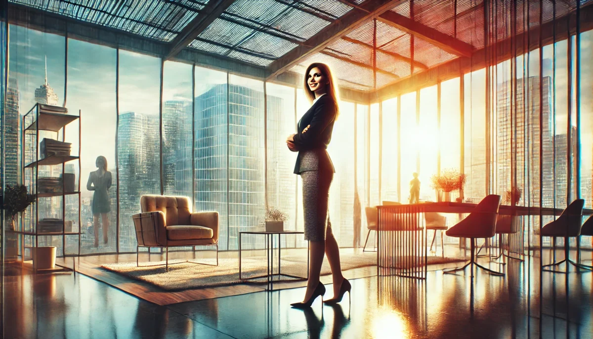 DALL·E 2024 08 15 23.42.42 A featured image for a news article titled Harnessing the Power of a Positive Entrepreneurial Mindset. The image has an artistic touch and is in lan scaled