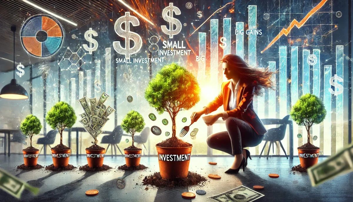 DALL·E 2024 08 28 02.37.45 A featured image for a news article titled Small Investment Big Gains Exploring Cost Effective Businesses Women. The image shows a businesswoman scaled
